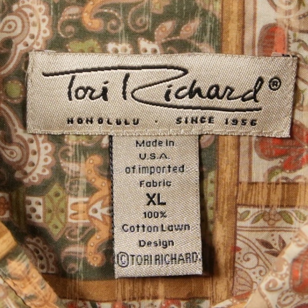 Vintage Tori Richard Patchwork Tapestry Floral USA Mens XL Short Sleeve Shirt - Picture 5 of 8